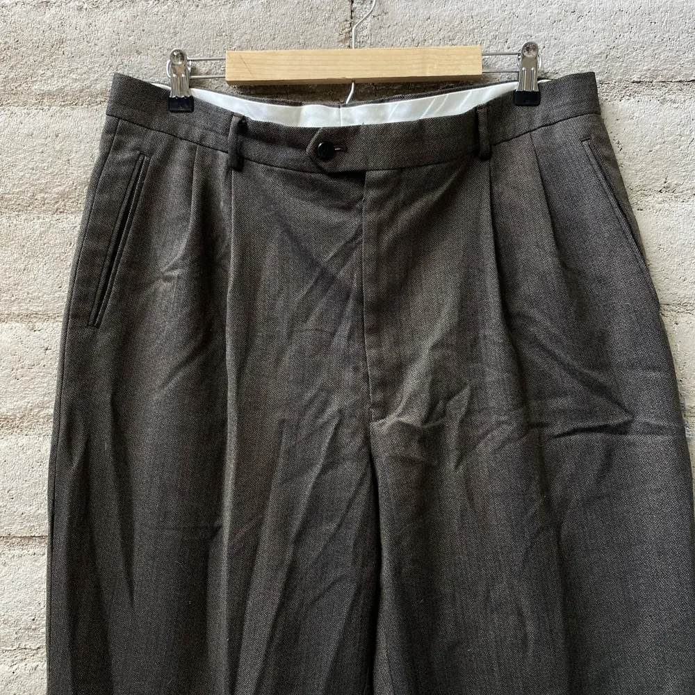 38W/32L Men's Wool Brown Khaki Trousers, photo 1 of 8