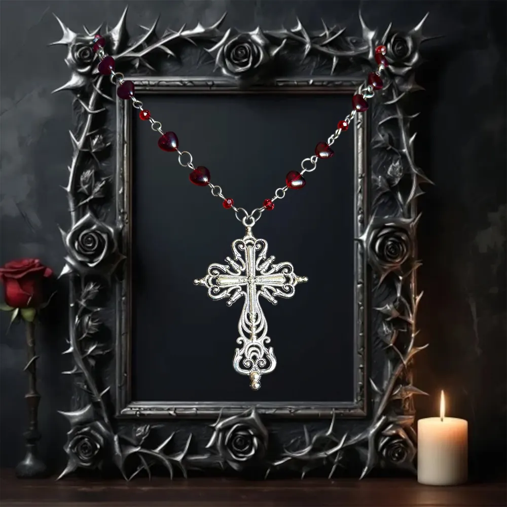 Queen of Hearts Cross Pendant Necklace, photo 1 of 18