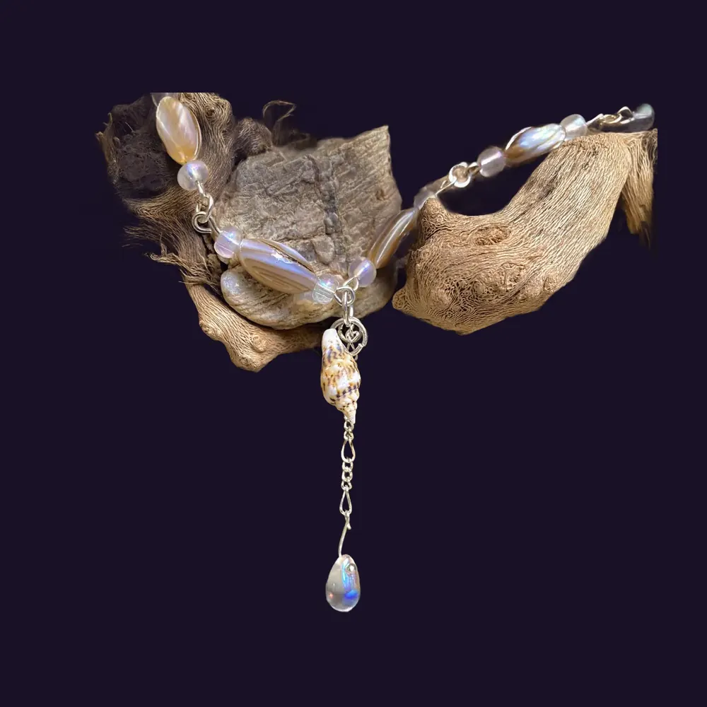 Seashell Pendant Drippy Mermaid Blessing Necklace, photo 1 of 12