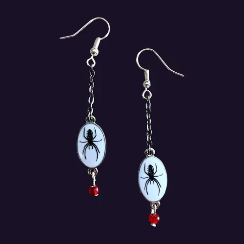 Spooky Season Silver Spider Earrings