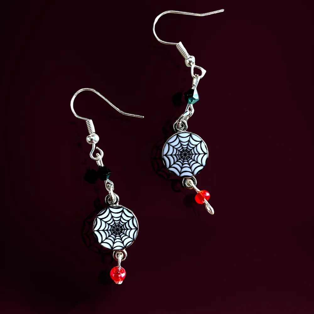 Spooky Season Silver Spiderweb Earrings, photo 1 of 12