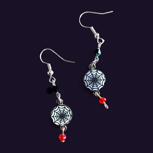 Spooky Season Silver Spiderweb Earrings