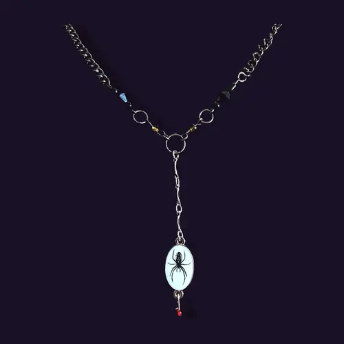 Spooky Season Silver Thread Spider Necklace