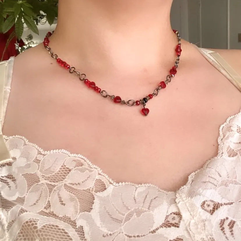 Sweetest Red Heart Beaded Necklace, photo 1 of 7