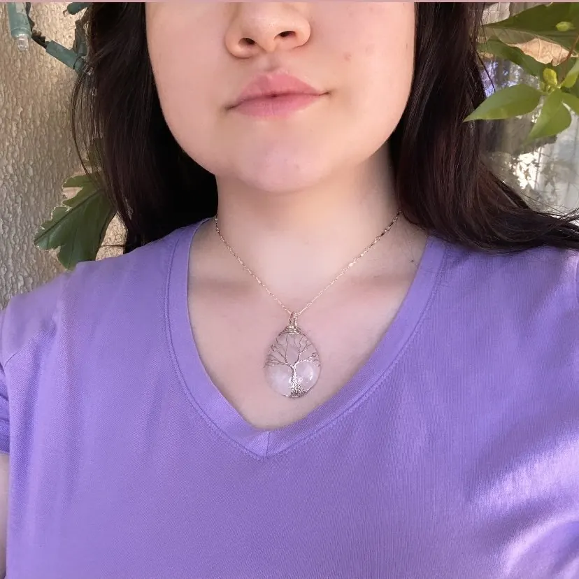 Tree of Life Wire Wrapped Rose Quartz Necklace, photo 1 of 5