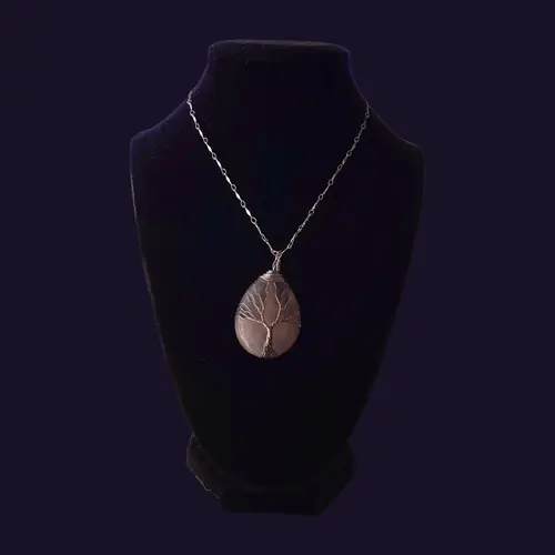 Tree of Life Wire Wrapped Rose Quartz Necklace