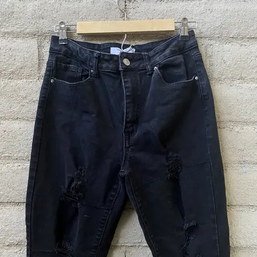 W29/L27 Black Distressed Straight Leg Jeans